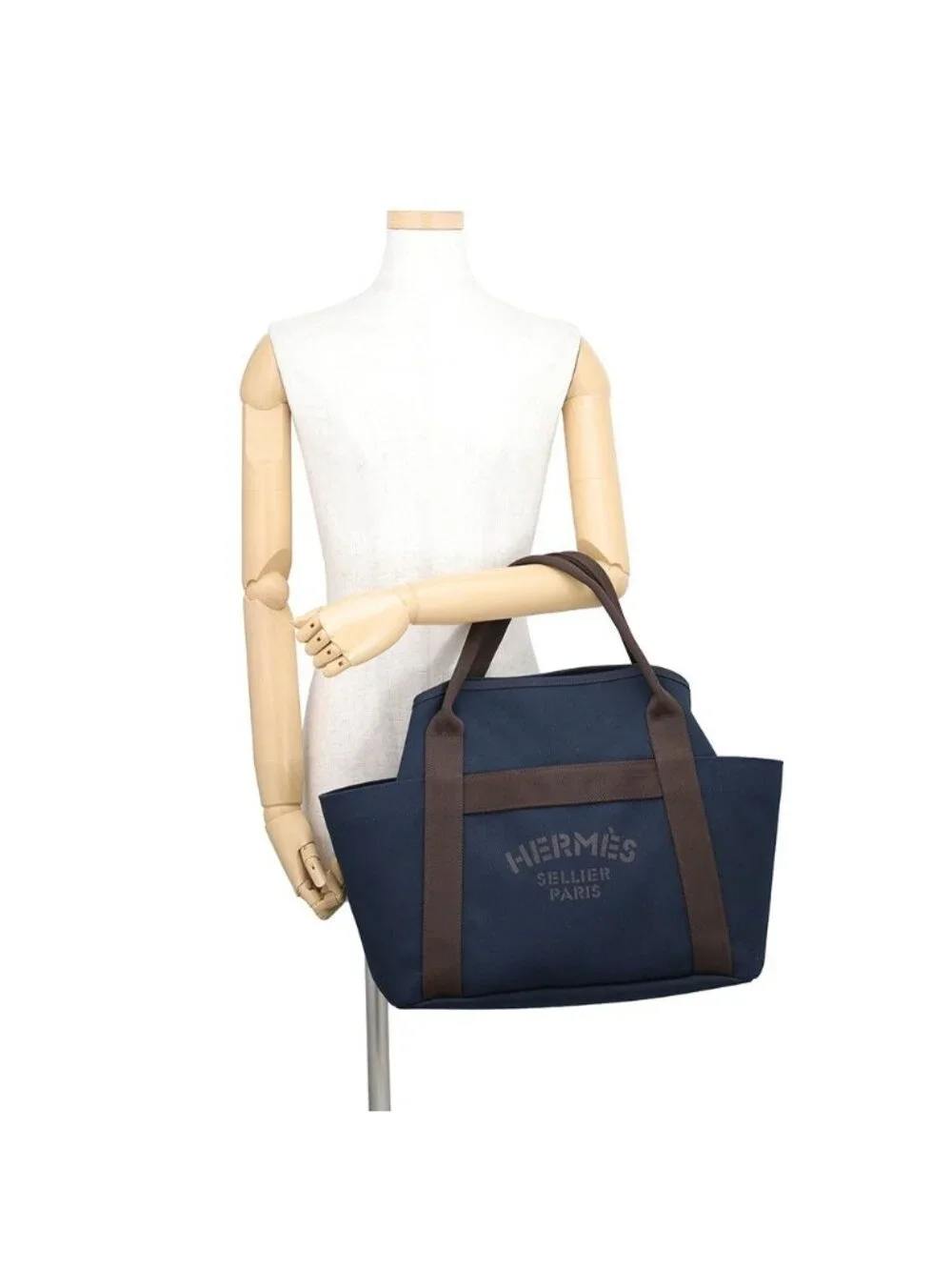 Hermes Sac de Pansage Groom Navy 2-Way Tote Bag